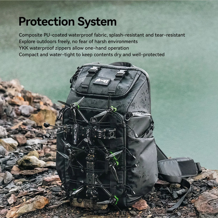 FPV Drone Backpack V2 540X380X220mm 35 Liter Volume Resizable Compartments Ntegrated RGB Light Strips For FPV Drone Goggles