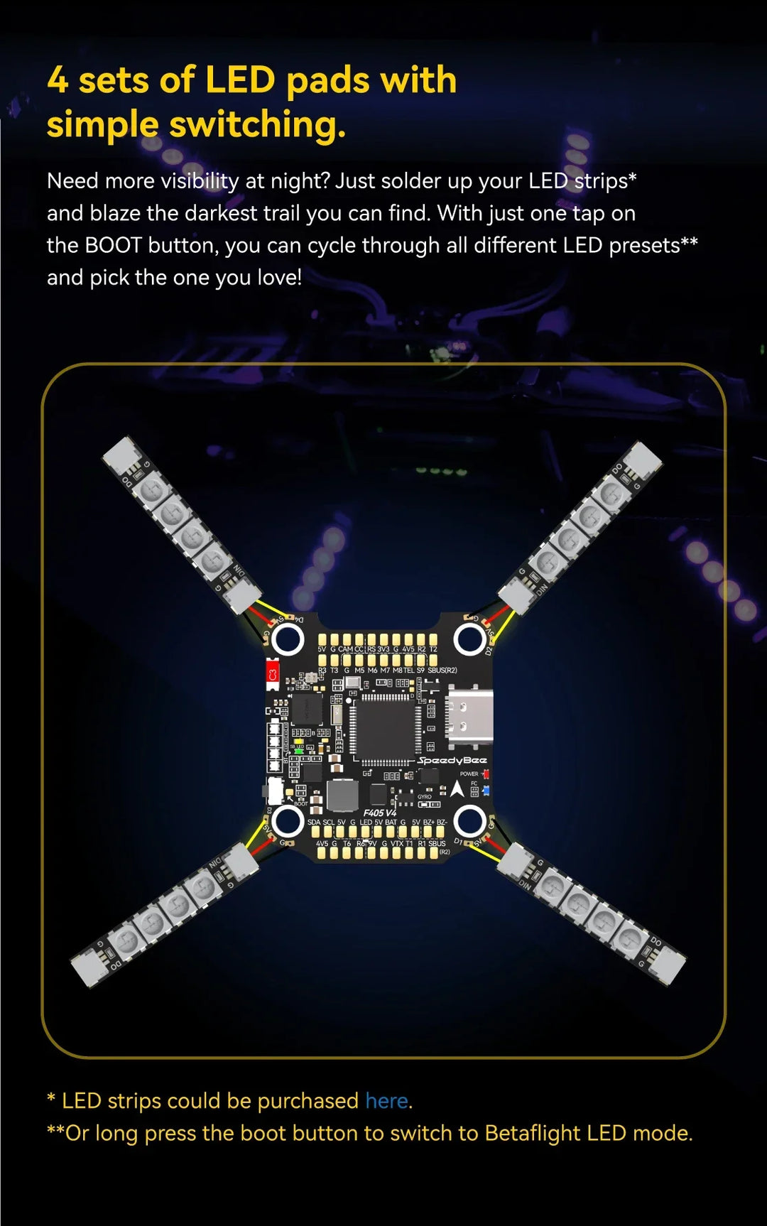 SpeedyBee RC F405 V4 BLS 60A Stack F405 Flight Control+BLS 60A 4in1 ESC ICM42688P 3~6S Lipo For  FPV Racing Drones Parts