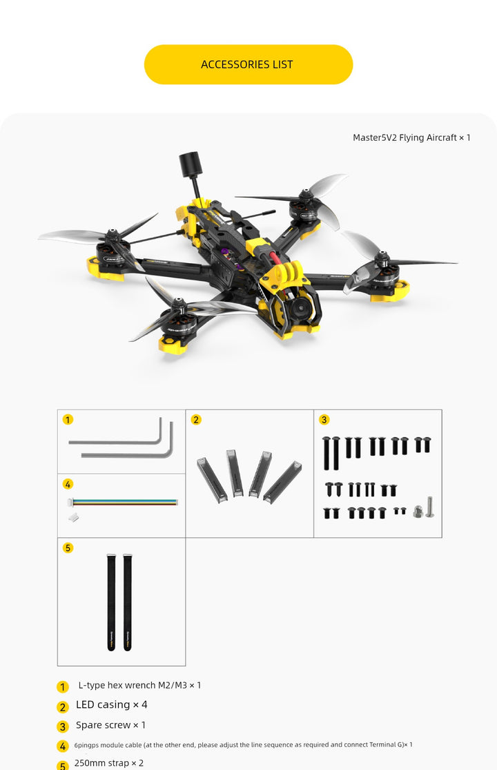 Speedybee Master5 V2 Crossing Machine DJI O3 Digital Unofficial Simulation Picture Transmission 5-Inch FPV Flower Fly