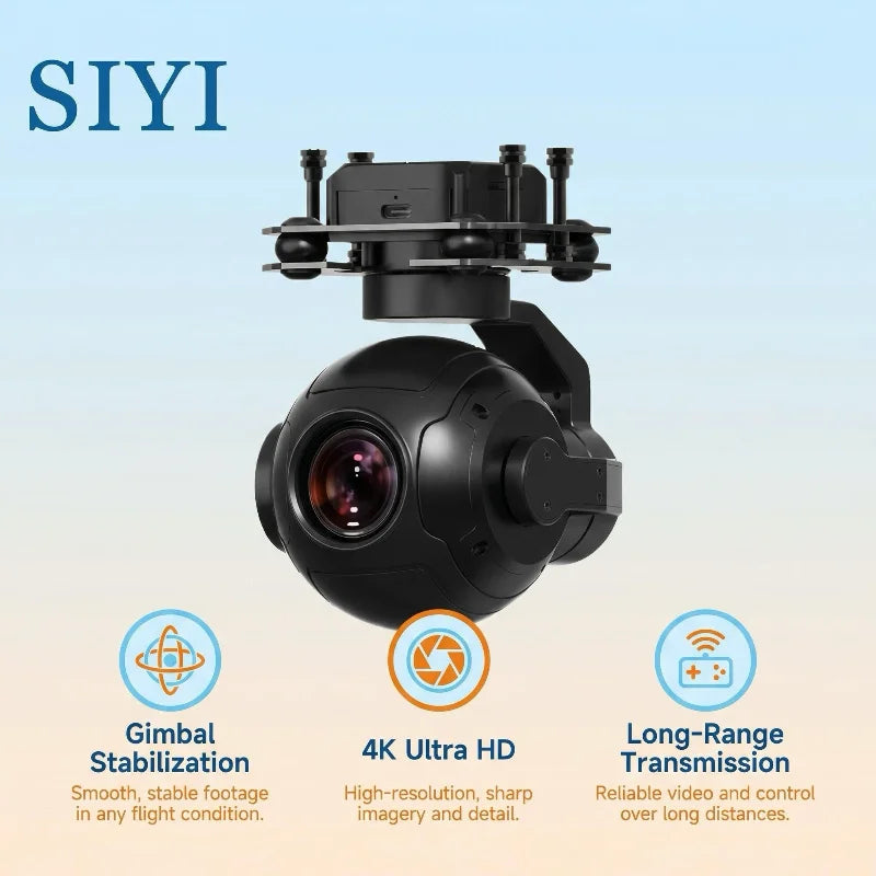 SIYI ZR10 3-Axis Gimbal Camera — 30X Zoom, 4K/60fps, Starlight Night Vision, IP53, UAV