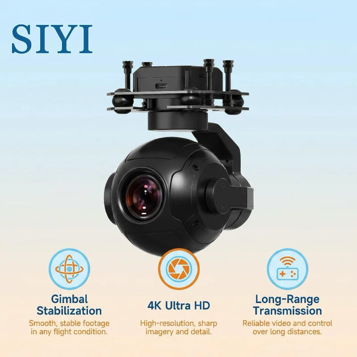 SIYI ZR10 3-Axis Gimbal Camera — 30X Zoom, 4K/60fps, Starlight Night Vision, IP53, UAV