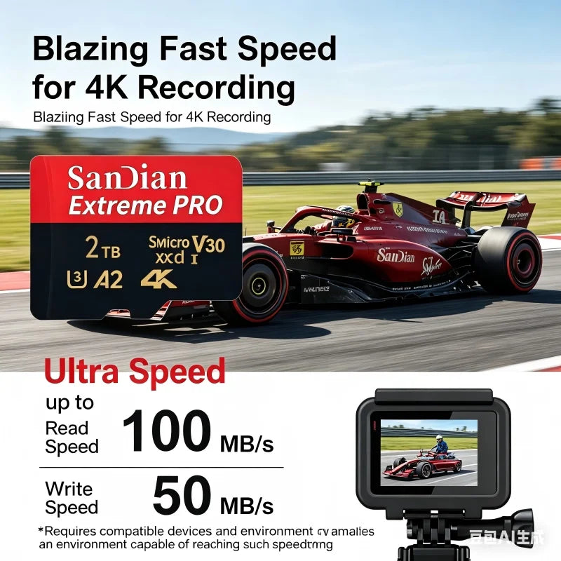 High-Speed MicroSD & SD Memory Card — Class 10, U3, V30, 100MB/s | 128GB to 2TB