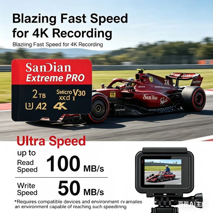 High-Speed MicroSD & SD Memory Card — Class 10, U3, V30, 100MB/s | 128GB to 2TB