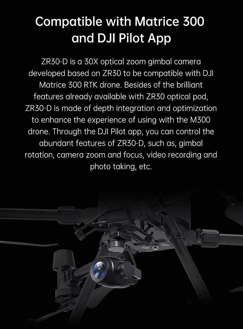 SIYI ZR30-D 4K 8MP Ultra HD 180X Hybrid 30X Optical Zoom Gimbal Camera DJI Matrice 300 RTK Drone M300 Payload Surveillance