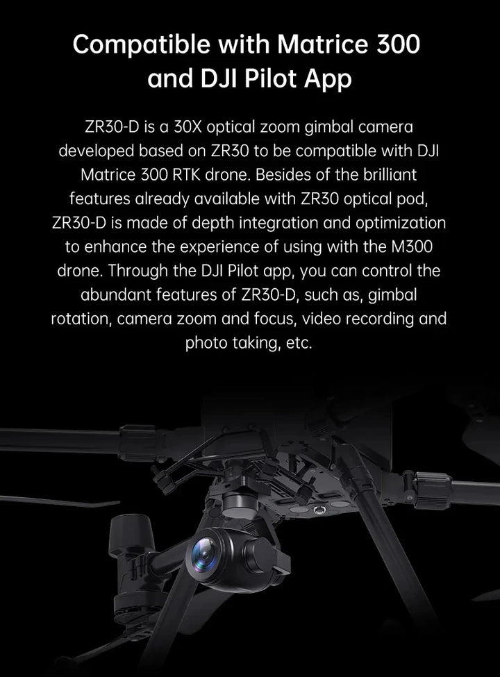 SIYI ZR30-D 4K 8MP Ultra HD 180X Hybrid 30X Optical Zoom Gimbal Camera DJI Matrice 300 RTK Drone M300 Payload Surveillance