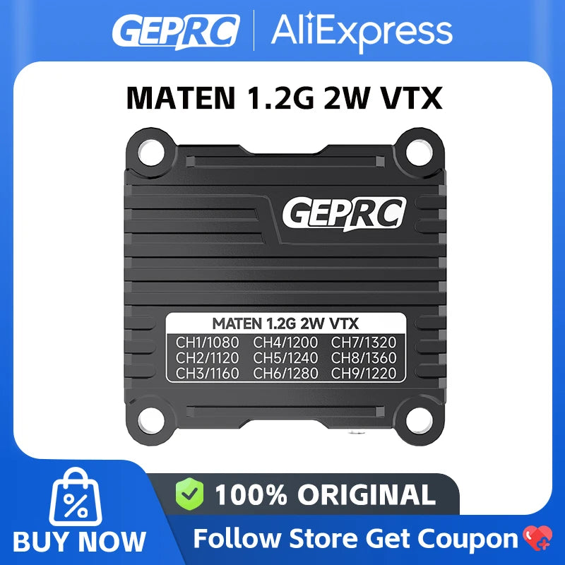 GEPRC MATEN 1.2G 2W VTX 25mW/400mW/800mW/2000mW/Pit mode Switchable Video Transmitter 1080MHz-1360MHz For Long Range RC Drone