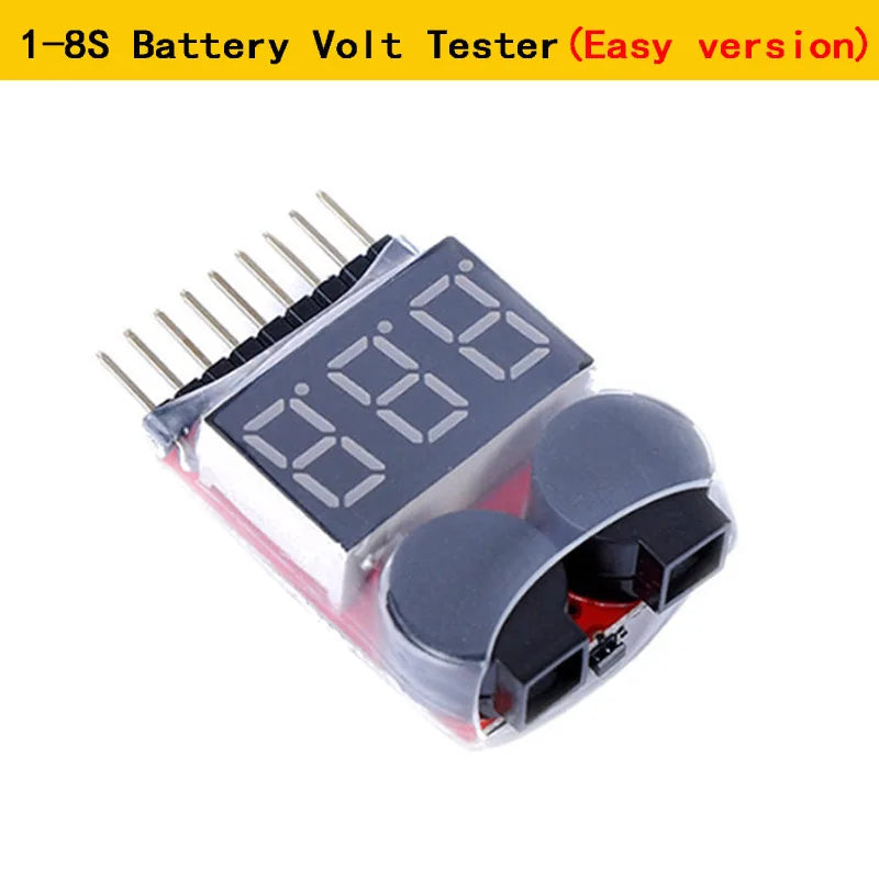 1-8S Lipo Battery Voltage Tester Low Voltage Buzzer Alarm Battery Voltage Checker Dual Speakers for RC Car Drone Boat Airplane