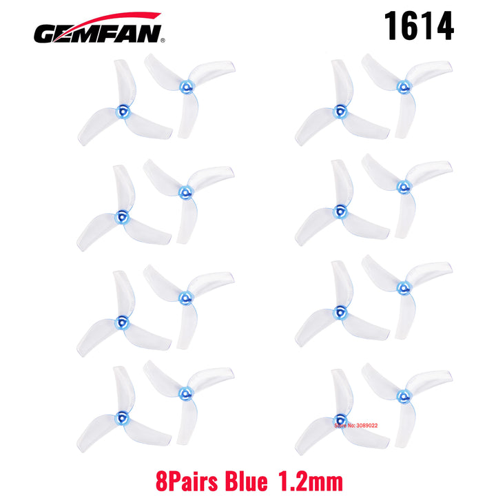 Gemfan 1614-3 40mm 3-Blade Micro Whoop Props 8 Pairs 1mm/1.5mm for 0802 Motors