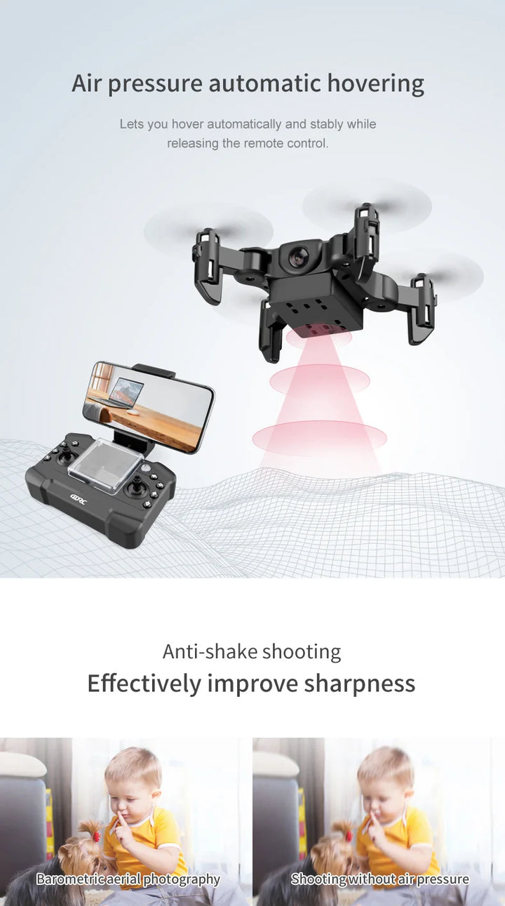 Lenovo V2 Mini Pocket Elf Drone With Camera 4k 1080p Fpv Rc Drone Profesional Five-sided Obstacle Avoidance Helicopter Drone Toy