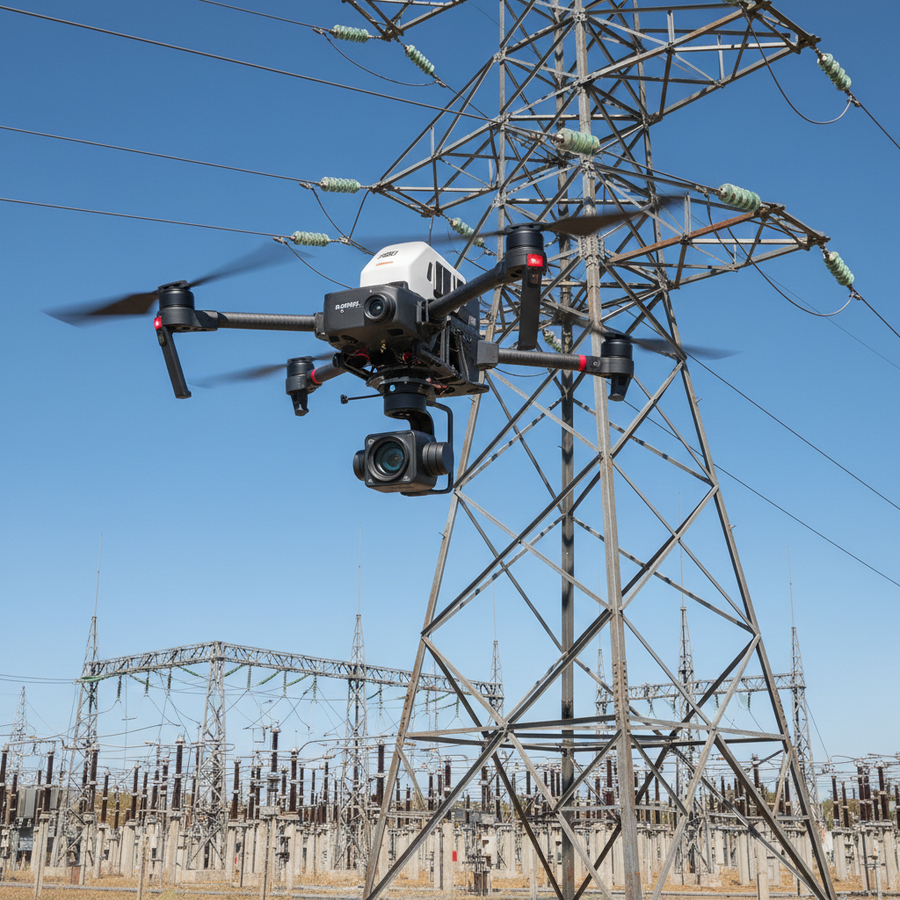 Infrastructure drone inspection illustration