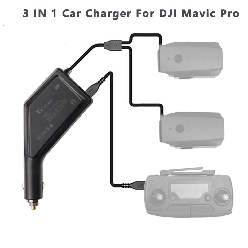 DJI Mavic Pro Dual-Battery Car Charger Fast Charging Intelligent Battery Charger w USB Port Remote Controller Drone Accessories