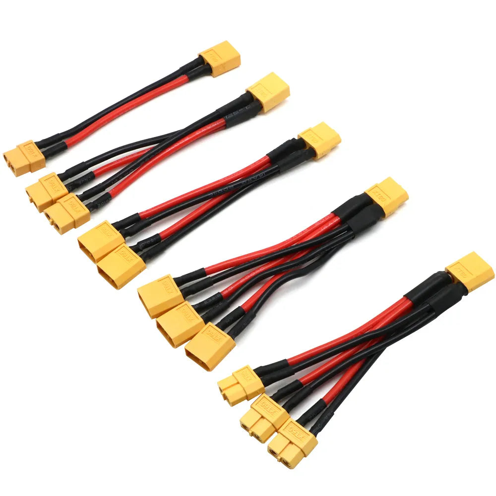 XT60 Parallel Battery Connector Male/Female Cable Dual Extension Y Splitter/ 3-Way - Thedroneflight