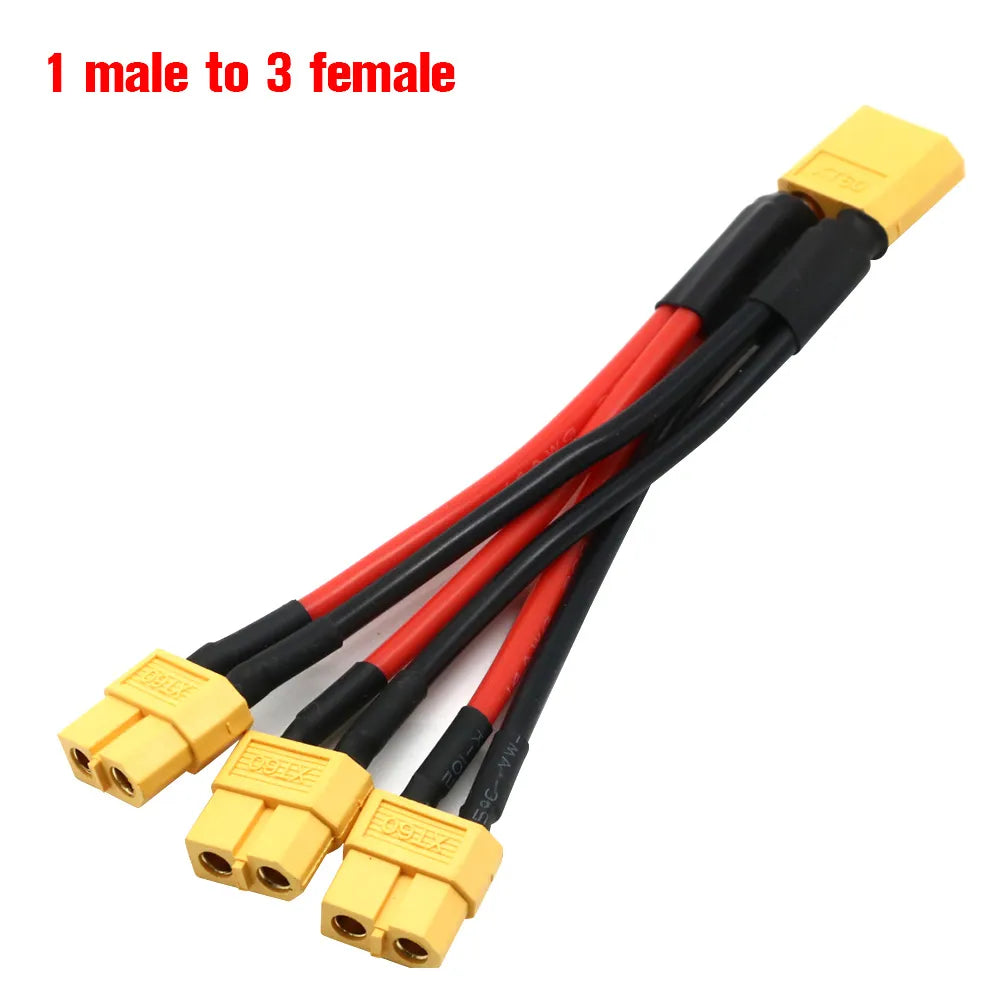 XT60 Parallel Battery Connector Male/Female Cable Dual Extension Y Splitter/ 3-Way