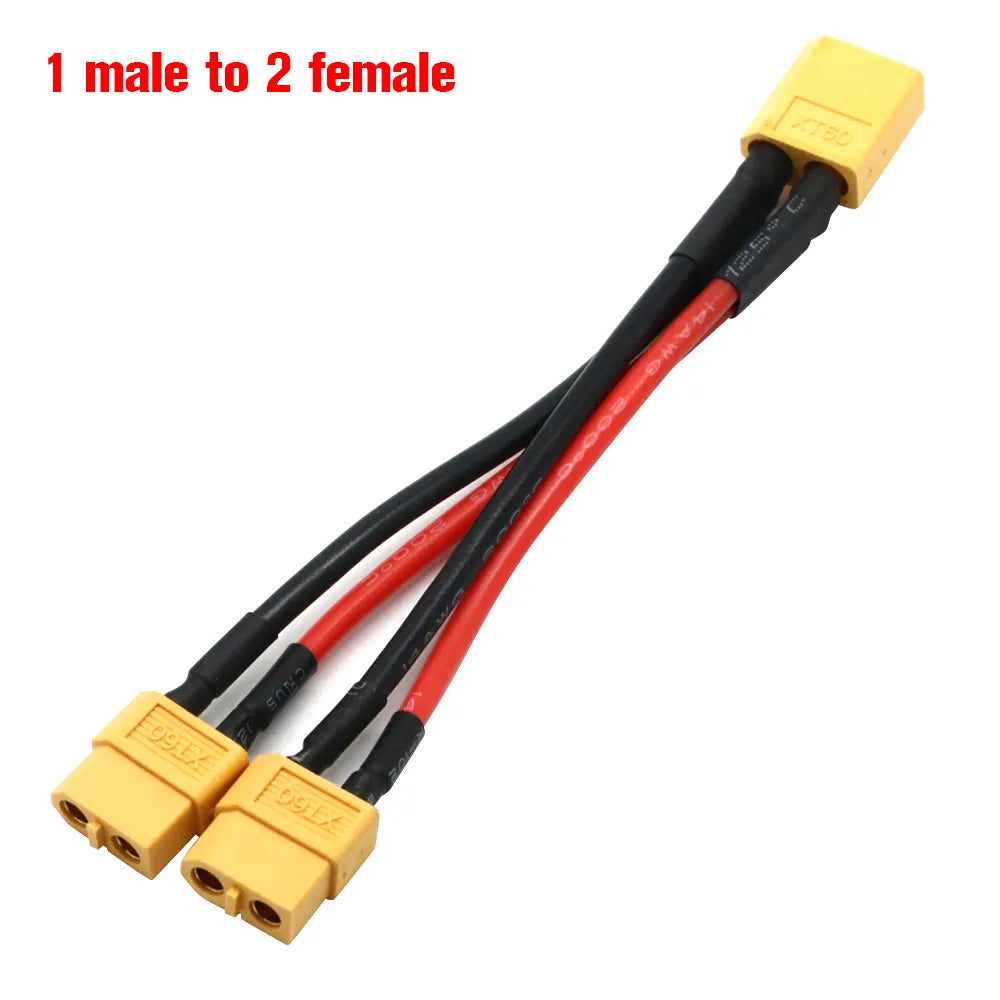 XT60 Parallel Battery Connector Male/Female Cable Dual Extension Y Splitter/ 3-Way - Thedroneflight