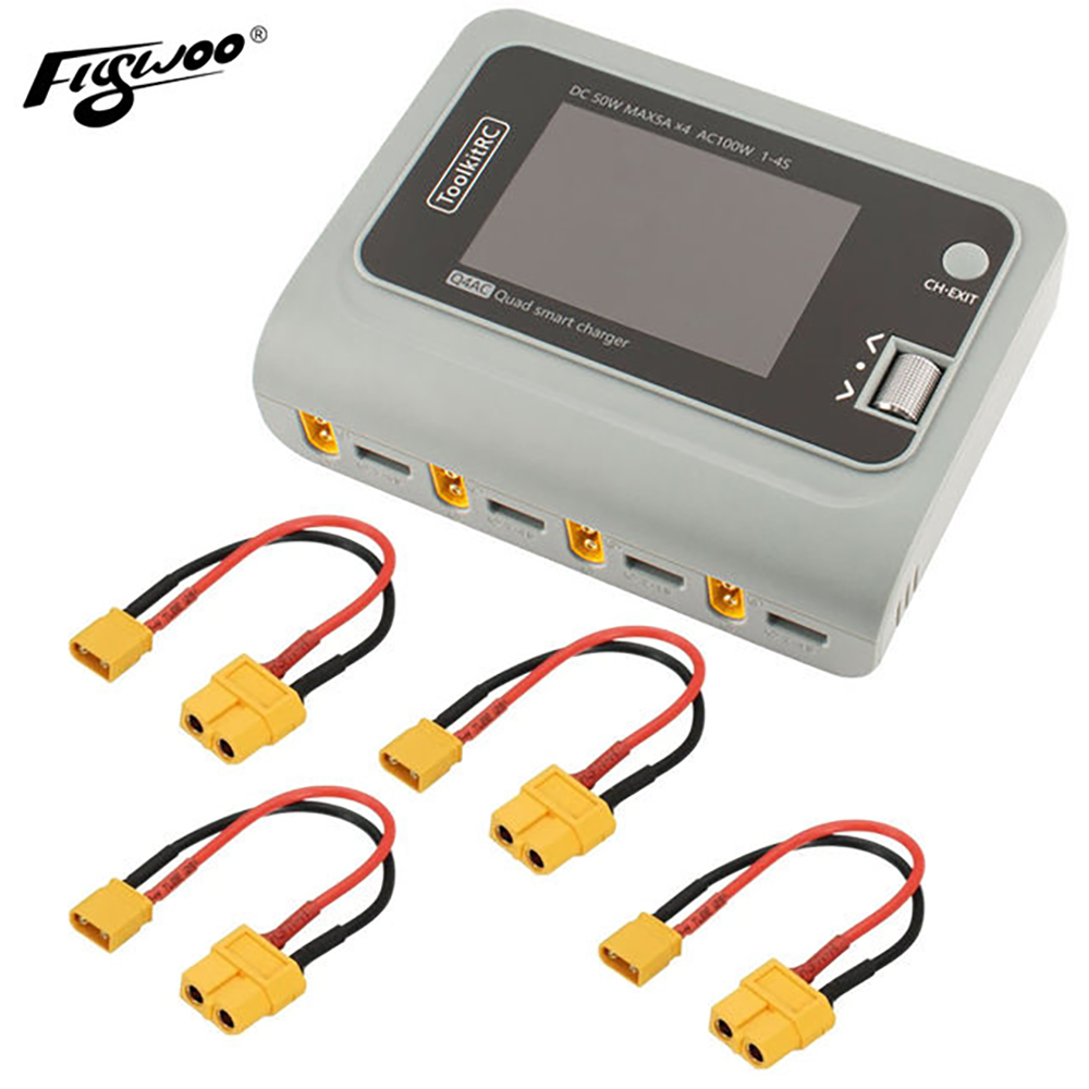FLYWOO New ToolkitRC Q4AC 4x50w 4 Port AC DC Smart Charger